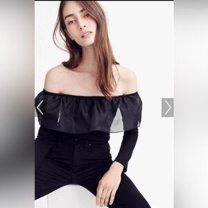 J Crew Organza Off-Shoulder Black Top - Sz M